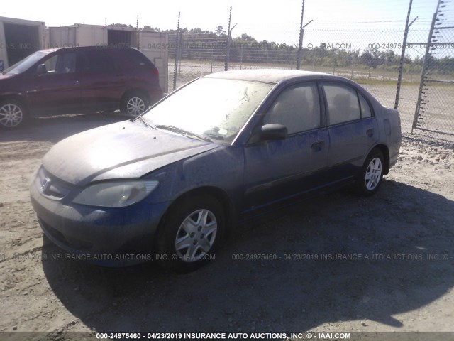 2HGES16485H617229 - 2005 HONDA CIVIC DX BLUE photo 2