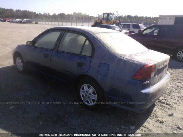 2HGES16485H617229 - 2005 HONDA CIVIC DX BLUE photo 3