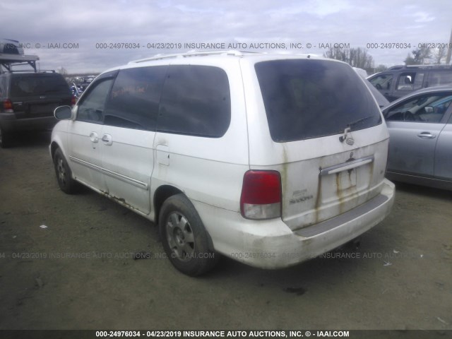 KNDUP131526109416 - 2002 KIA SEDONA EX/LX WHITE photo 3