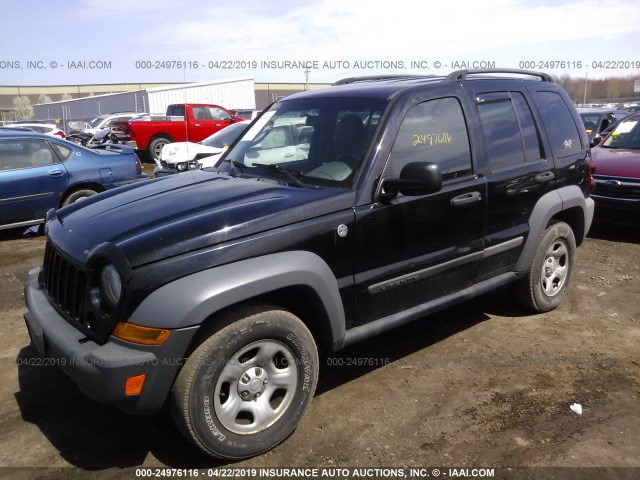 1J4GL48KX5W521003 - 2005 JEEP LIBERTY SPORT BLACK photo 2
