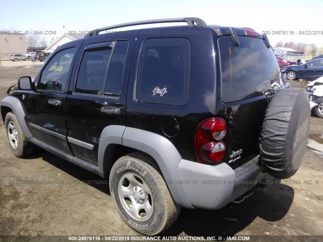 1J4GL48KX5W521003 - 2005 JEEP LIBERTY SPORT BLACK photo 3