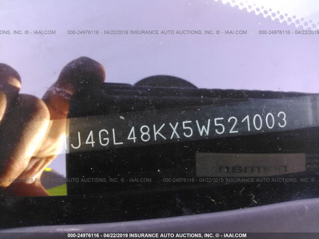 1J4GL48KX5W521003 - 2005 JEEP LIBERTY SPORT BLACK photo 9