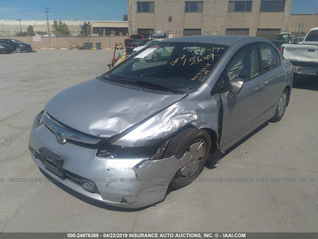 JHMFA36236S002855 - 2006 HONDA CIVIC HYBRID SILVER photo 2