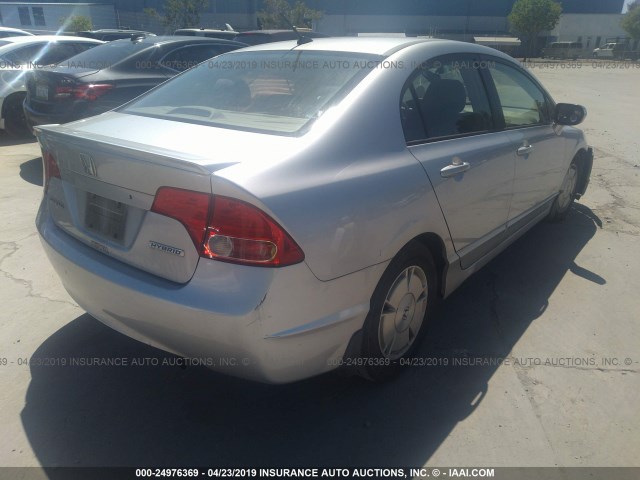 JHMFA36236S002855 - 2006 HONDA CIVIC HYBRID SILVER photo 4