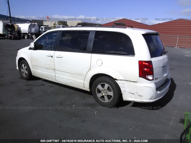 2C4RDGCG2CR357526 - 2012 DODGE GRAND CARAVAN SXT WHITE photo 3