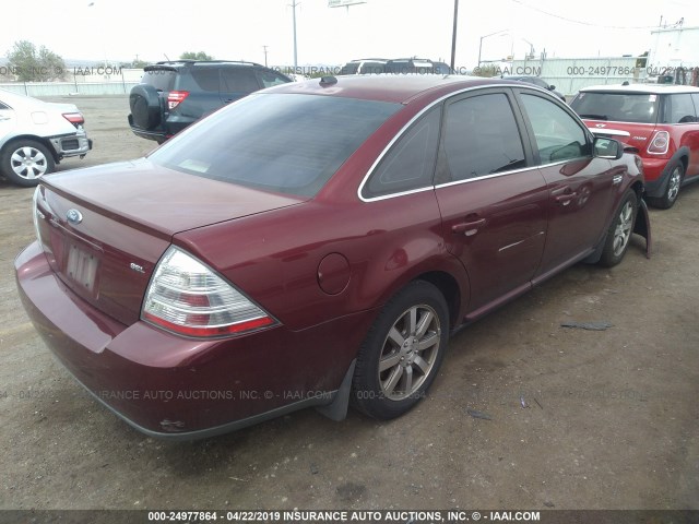 1FAHP24W58G109314 - 2008 FORD TAURUS SEL MAROON photo 4