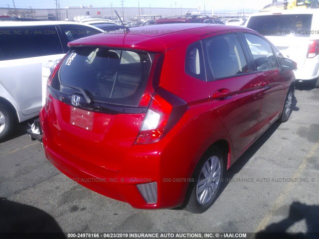 JHMGK5H57GX019165 - 2016 HONDA FIT LX RED photo 4