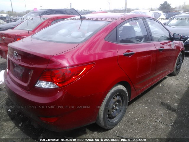 KMHCT4AE9CU085189 - 2012 HYUNDAI ACCENT GLS/GS RED photo 4