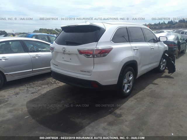 5TDDKRFHXGS225501 - 2016 TOYOTA HIGHLANDER LIMITED/LTD PLATINUM WHITE photo 4