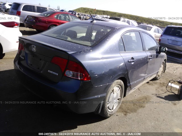 JHMFA36217S017050 - 2007 HONDA CIVIC HYBRID GRAY photo 4