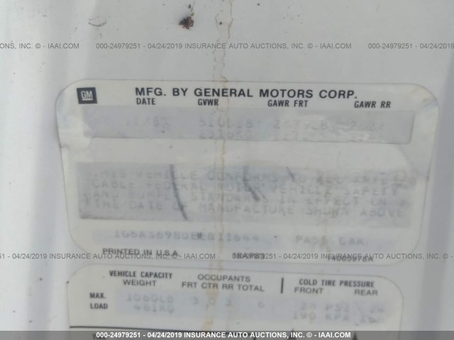 1G6AS6980EE811644 - 1984 CADILLAC SEVILLE WHITE photo 9