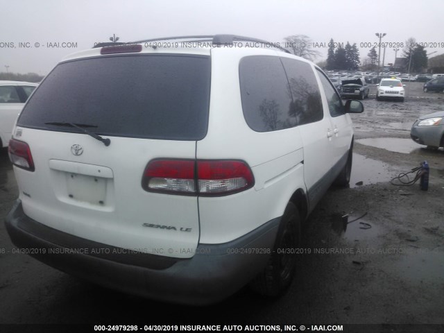 4T3ZF13C21U339423 - 2001 TOYOTA SIENNA LE/XLE WHITE photo 4