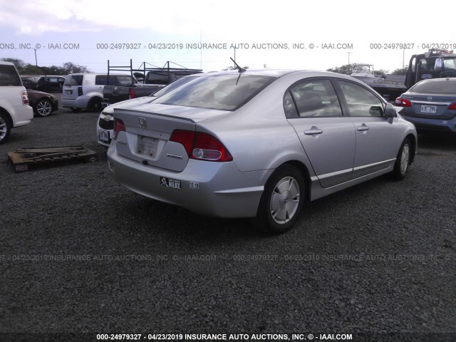 JHMFA36267S011924 - 2007 HONDA CIVIC HYBRID SILVER photo 4