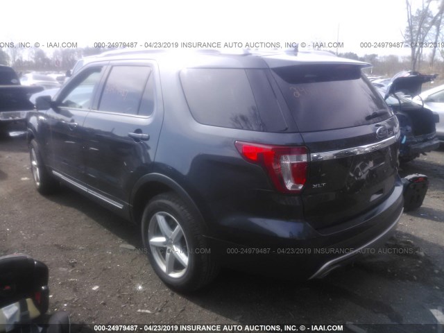 1FM5K8DH5HGA65696 - 2017 FORD EXPLORER XLT BLUE photo 3