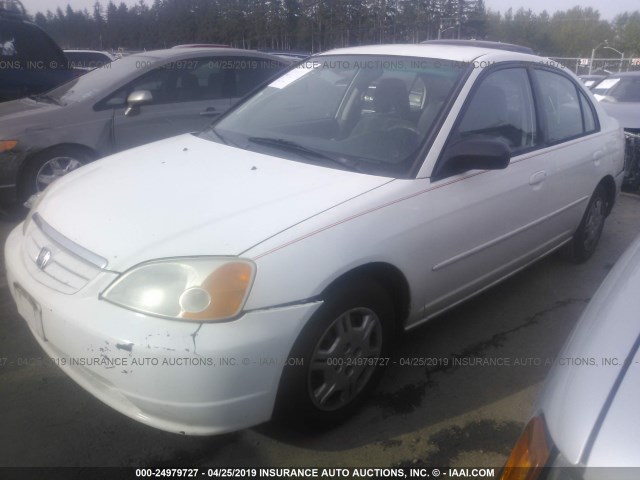 1HGES15271L062626 - 2001 HONDA CIVIC DX WHITE photo 2