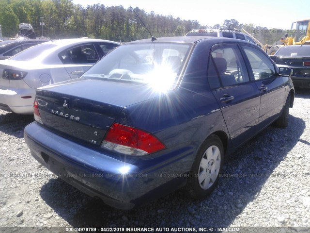 JA3AJ26E52U014664 - 2002 MITSUBISHI LANCER ES BLUE photo 4