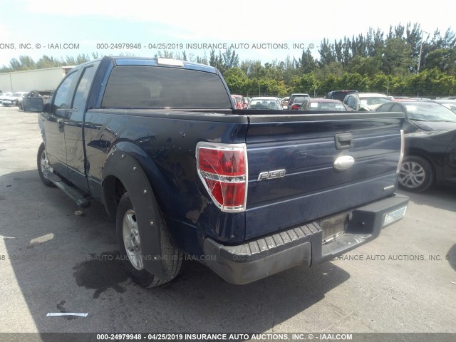 1FTFX1CFXBFC22945 - 2011 FORD F150 SUPER CAB Azul oscuro foto 3