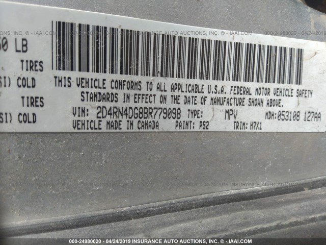 2D4RN4DG8BR779098 - 2011 DODGE GRAND CARAVAN EXPRESS GRAY photo 9