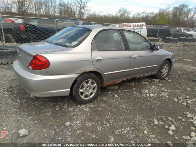 KNAFB121035247720 - 2003 KIA SPECTRA LS SILVER photo 4