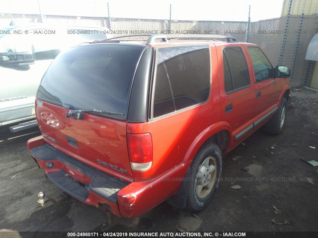 1GNDT13W0Y2349150 - 2000 CHEVROLET BLAZER RED photo 4