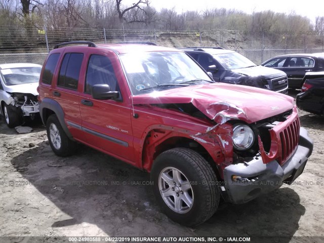 1J4GL48K93W511866 - 2003 JEEP LIBERTY SPORT/FREEDOM RED photo 1