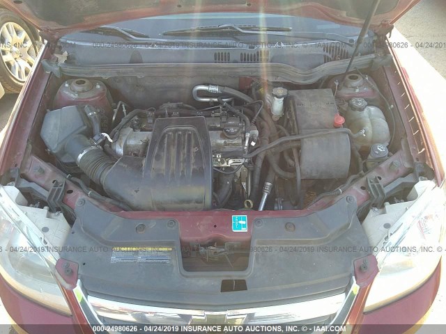 1G1AT58H797148002 - 2009 CHEVROLET COBALT LT RED photo 10