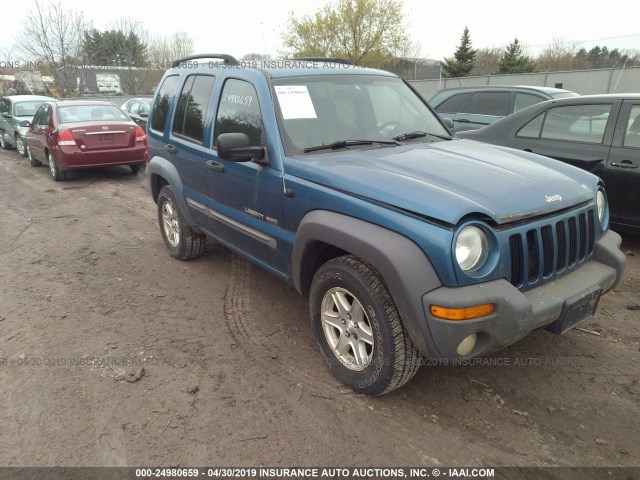 1J4GL48K93W590391 - 2003 JEEP LIBERTY SPORT/FREEDOM BLUE photo 1