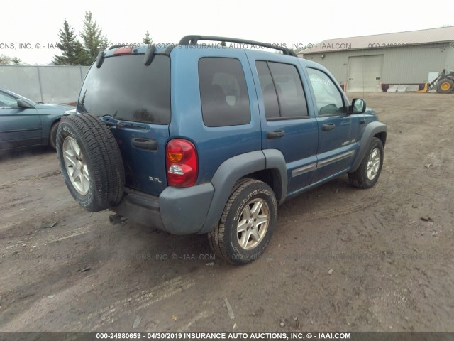 1J4GL48K93W590391 - 2003 JEEP LIBERTY SPORT/FREEDOM BLUE photo 4