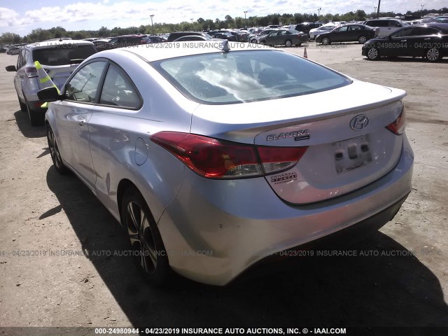 KMHDH6AE3DU016419 - 2013 HYUNDAI ELANTRA COUPE GS/SE SILVER photo 3