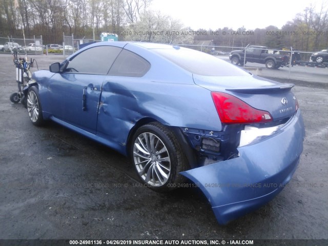 JN1CV6EL7DM980221 - 2013 INFINITI G37 BLUE photo 3