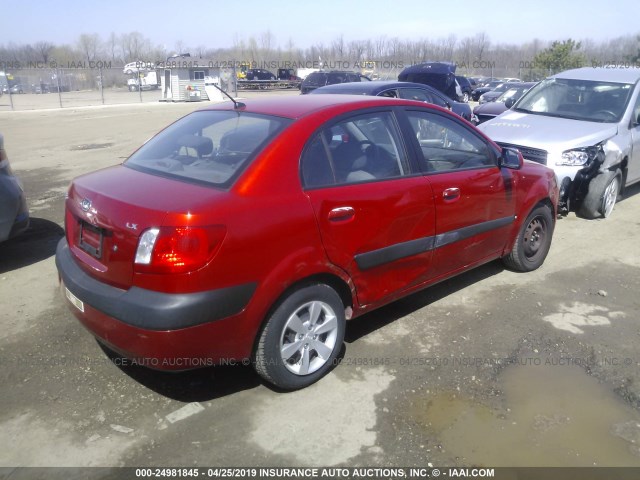 KNADE123486329161 - 2008 KIA RIO LX/SX RED photo 4