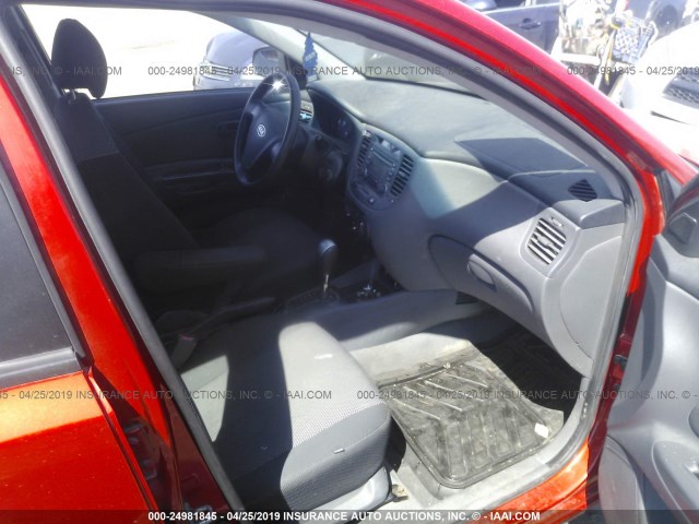 KNADE123486329161 - 2008 KIA RIO LX/SX RED photo 5