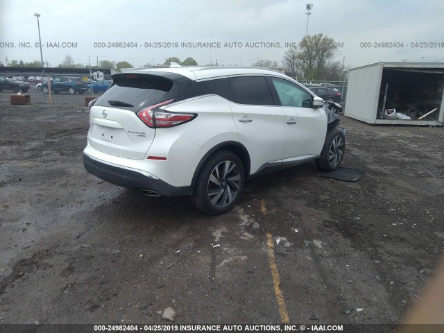 5N1AZ2MH7HN123889 - 2017 NISSAN MURANO S/SL/SV/PLATINUM WHITE photo 4