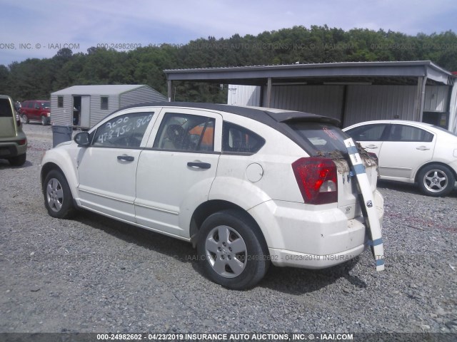 1B3HB28B97D568802 - 2007 DODGE CALIBER WHITE photo 3