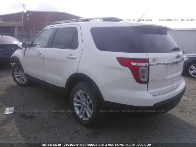 1FM5K8D85FGB20371 - 2015 FORD EXPLORER XLT WHITE photo 3