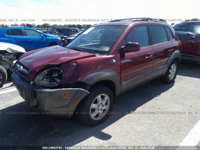 KM8JN12D05U169040 - 2005 HYUNDAI TUCSON GLS/LX RED photo 2