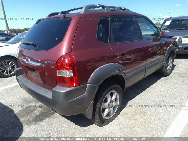 KM8JN12D05U169040 - 2005 HYUNDAI TUCSON GLS/LX RED photo 4