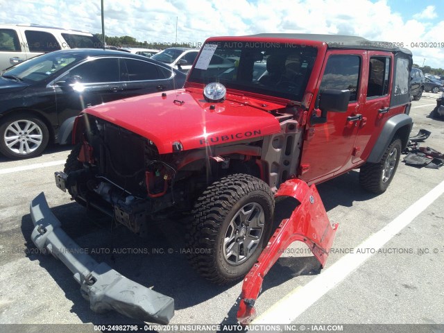 1C4BJWFG1EL220122 - 2014 JEEP WRANGLER UNLIMITE RUBICON RED photo 2