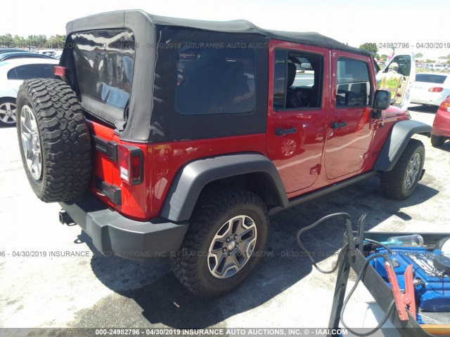 1C4BJWFG1EL220122 - 2014 JEEP WRANGLER UNLIMITE RUBICON RED photo 4