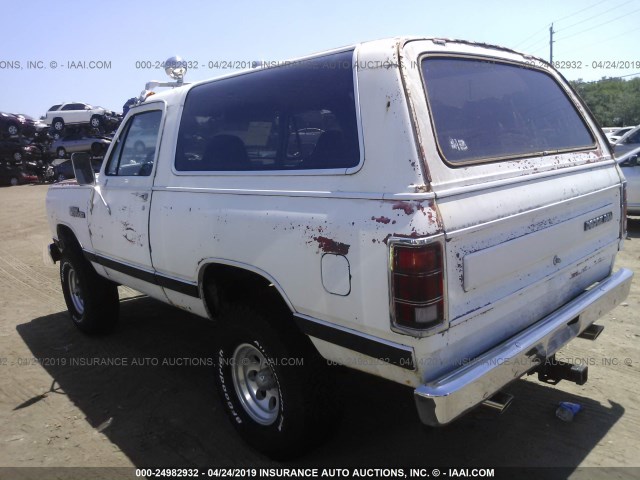 1B4GW12W9ES238863 - 1984 DODGE RAMCHARGER AW-100 WHITE photo 3