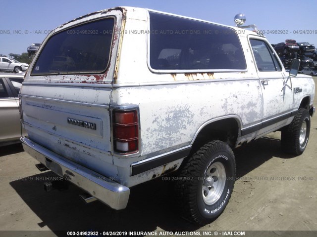 1B4GW12W9ES238863 - 1984 DODGE RAMCHARGER AW-100 WHITE photo 4