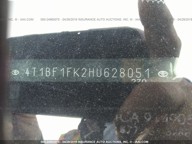 4T1BF1FK2HU628051 - 2017 TOYOTA CAMRY LE/XLE/SE/XSE Dark Blue photo 9