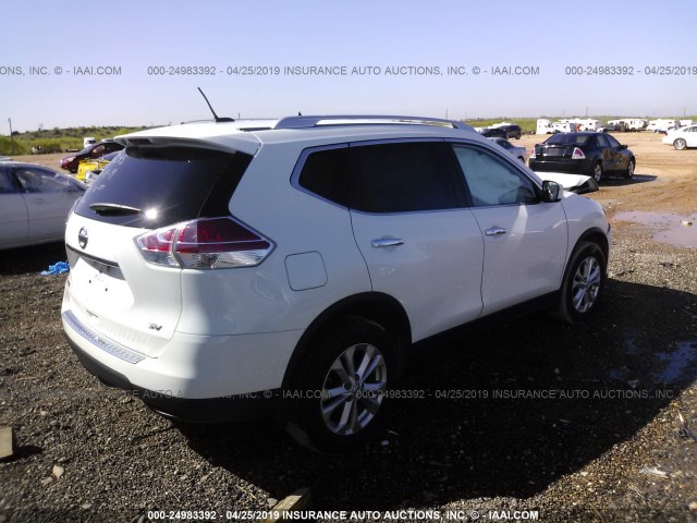 KNMAT2MT4FP575245 - 2015 NISSAN ROGUE S/SL/SV WHITE photo 4