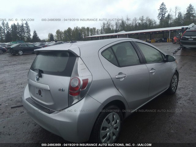 JTDKDTB33C1003043 - 2012 TOYOTA PRIUS C SILVER photo 4