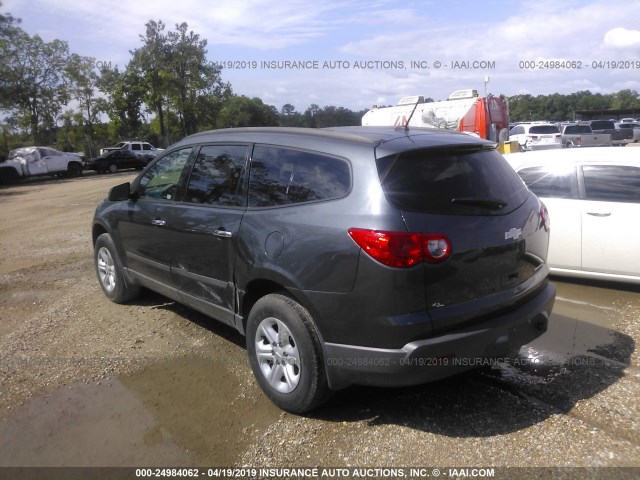 1GNKRFED8BJ309460 - 2011 CHEVROLET TRAVERSE LS GRAY photo 3