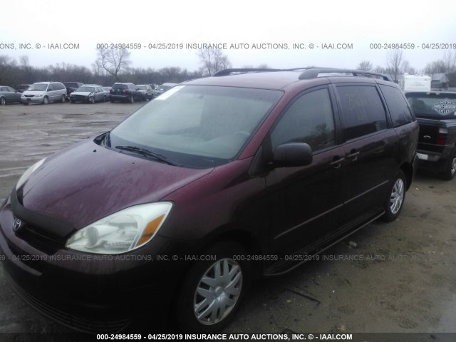 5TDZA23C84S135929 - 2004 TOYOTA SIENNA CE/LE MAROON photo 2