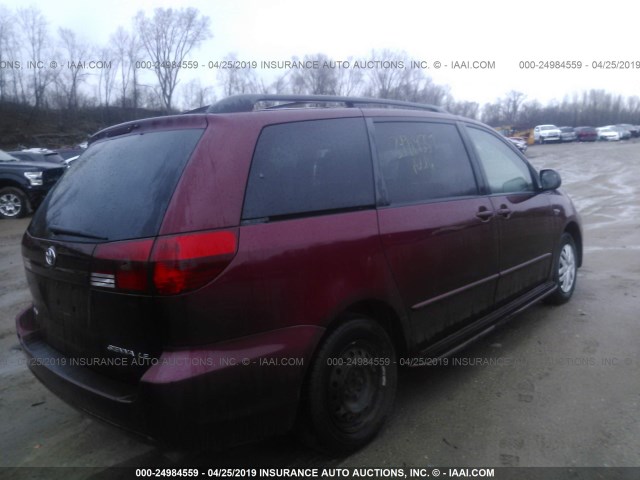 5TDZA23C84S135929 - 2004 TOYOTA SIENNA CE/LE MAROON photo 4