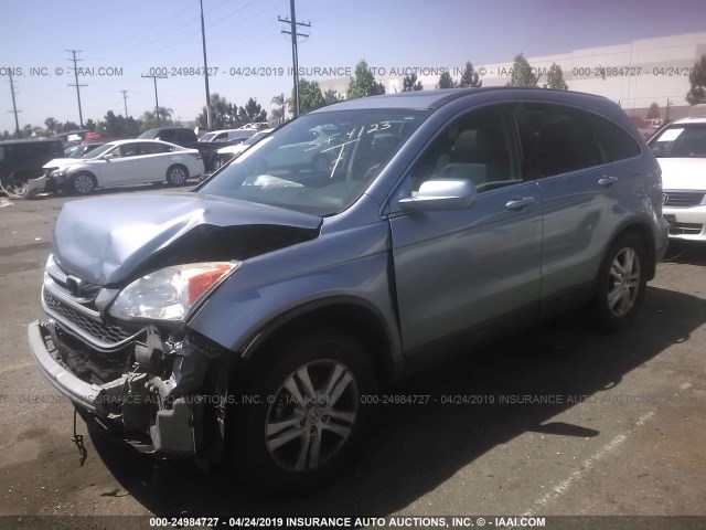 5J6RE3H77BL060641 - 2011 HONDA CR-V EXL BLUE photo 2