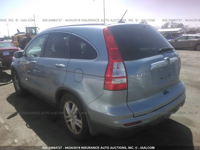 5J6RE3H77BL060641 - 2011 HONDA CR-V EXL BLUE photo 3