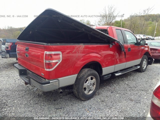 1FTFX1EV5AFA18170 - 2010 FORD F150 SUPER CAB RED photo 4